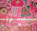 Pink pouf Gypsy Bohemian Vintage Patchwork Indian Pouf-Jaipur Handloom