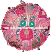 Pink pouf Gypsy Bohemian Vintage Patchwork Indian Pouf-Jaipur Handloom