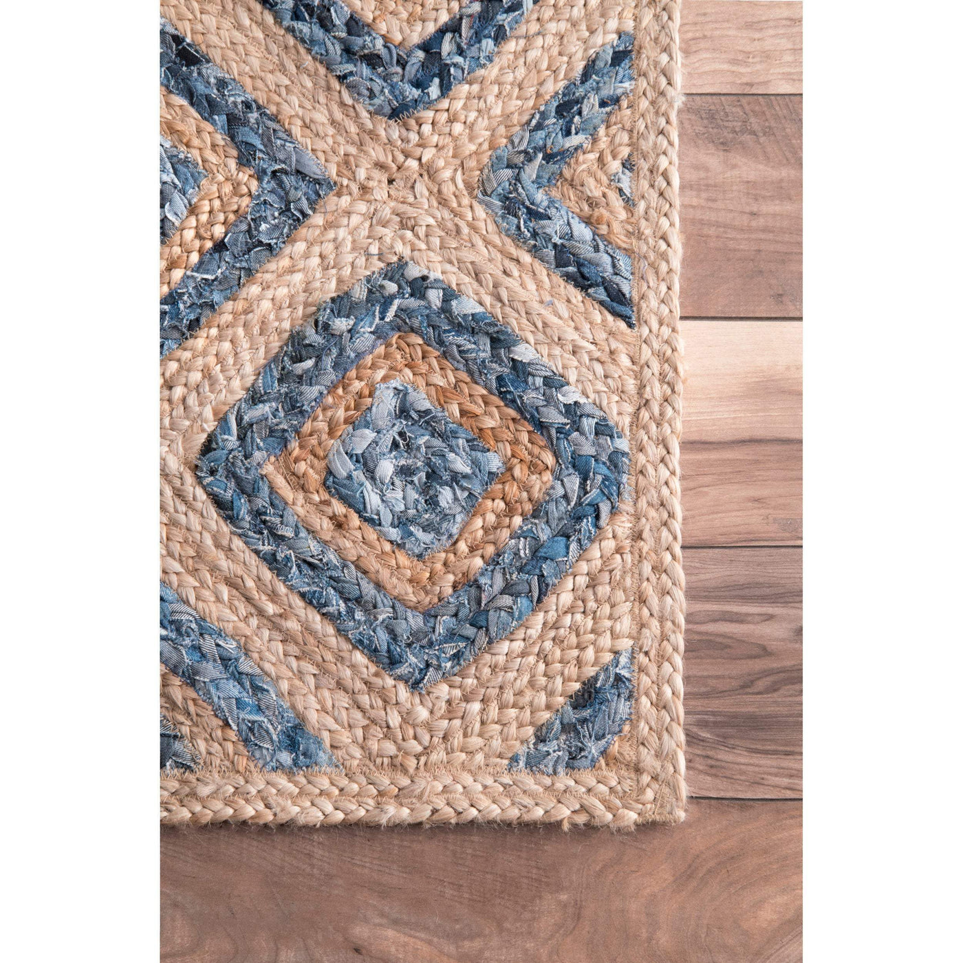 Braided Denim Rug, Heavy Duty Runner Rug, Soft Jute Area Rug for Living Room