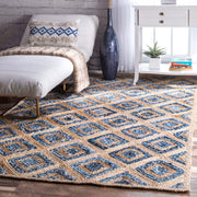 Braided Denim Rug, Heavy Duty Runner Rug, Soft Jute Area Rug for Living Room