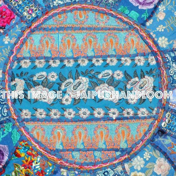 Pretty Indian Bohemian Pouf Ottoman Stool bean bag-Jaipur Handloom