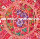 Pretty Indian Pouf in Red/Burgundy Stool pouffe footstool-Jaipur Handloom
