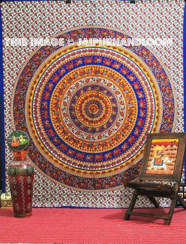 Psychedelic Mandala Tapestry Bohemian Indian Bedding Bed Cover-Jaipur Handloom