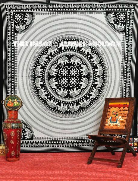 Psychedelic Mandala Tapestry Dorm room elephant tapestries curtains