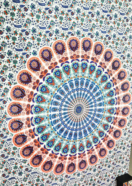 Psychedelic Mandala Tapestry Hippie Medallion Dorm Tapestry Wall Hanging-Jaipur Handloom