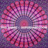 Psychedelic Pink Purple Dorm Wall Hanging Indian Mandala Dorm Bedding-Jaipur Handloom