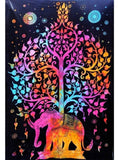 Psychedelic Tapestry Elephant Tree Tapestry Boho Good Luck wall Hanging-Jaipur Handloom