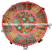 Pure Bohemian Patchwork Pouf Ottoman, Vintage Indian Pouf-Jaipur Handloom