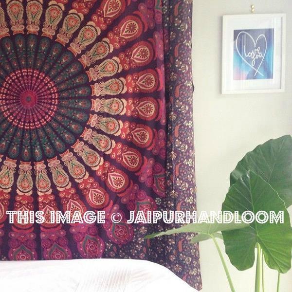 Purple Bohemian Mandala Tapestries Hippie Blanket for Beaches Dorm decor wall hanging-Jaipur Handloom