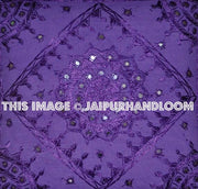 Purple Boho Throw Pillow Handmade Mirror Work Pillow Decorative Floor Pillow Cushions-Jaipur Handloom