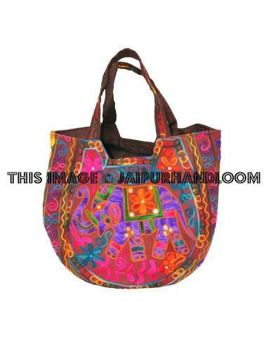 Purple Handmade Women's Handbag Tote Ethnic Shoulder Boho Bag