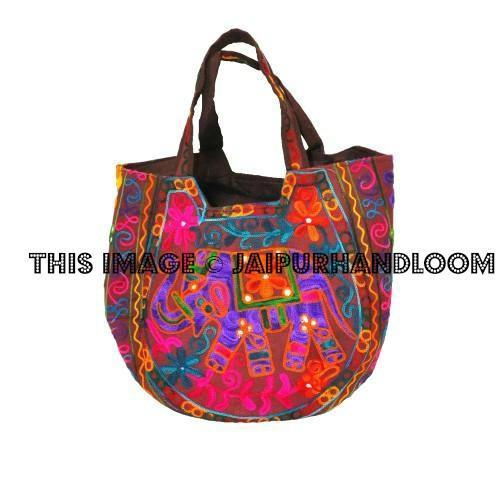 Purple Handmade Women's Handbag Tote Ethnic Shoulder Boho Bag
