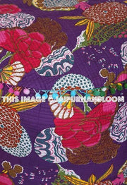 Purple Kantha Pouf Ottoman-Jaipur Handloom