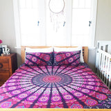 Purple Mandala Bedspread / Bed Cover set and 2 pillow cases-Jaipur Handloom