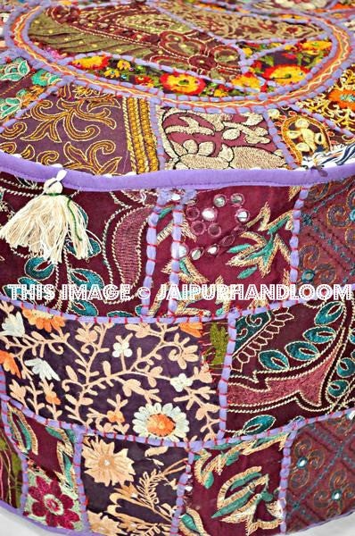 Purple Pouf Ottoman-Jaipur Handloom