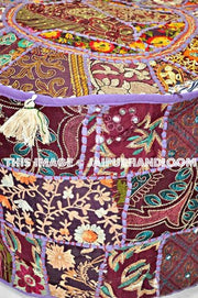 Purple Pouf Ottoman-Jaipur Handloom