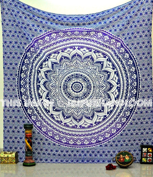 Purple tapestry purple Mandala Tapestry ombre mandala tapestry-Jaipur Handloom
