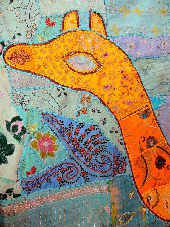 Queen Camel Indian Embroidered Bedspread Bedding Boho Patchwork sofa cover-Jaipur Handloom