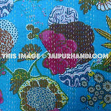 Queen Cotton Kantha Throw Bohemian Kantha Bedspread-Jaipur Handloom