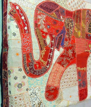 Queen Elephant Indian Embroidered Tapestry Bohemian patchwork Bedspread-Jaipur Handloom