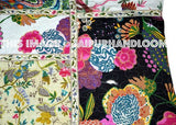 Queen Floral Kantha Throw blanket patchwork quilt Indian-Jaipur Handloom