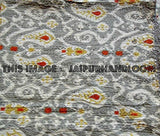 Queen Gray Ikat paisley Quilt Kantha Bedspread Bedding-Jaipur Handloom