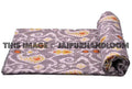 Queen Gray Ikat paisley Quilt Kantha Bedspread Bedding-Jaipur Handloom