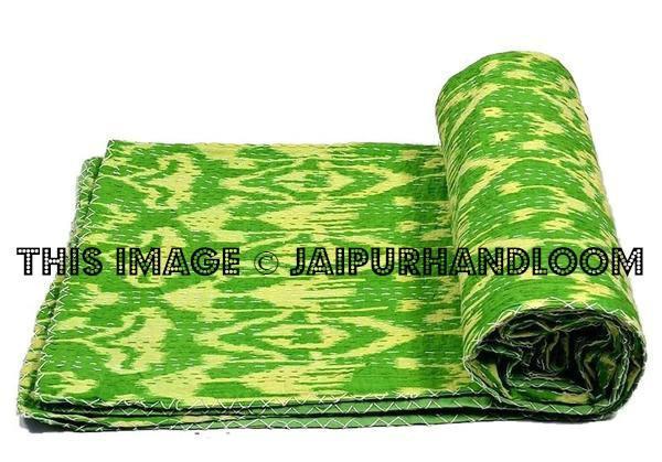 Manglam Arts Ikat Kantha Quilt Blauw Ikat Dekbedovertrek Kantha Beddengoed Throw Queen Blauw Manglam Arts Ikat Kantha Quilt Blauw Ikat Dekbedovertrek Kantha Beddengoed Throw Queen Blauw