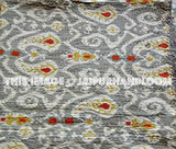 Queen Ikat Quilt Blanket In Gray Ikat Kantha Paisely-Jaipur Handloom