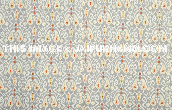 Queen Ikat Quilt Blanket In Gray Ikat Kantha Paisely-Jaipur Handloom