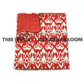 Queen Ikat Quilt Blanket In Red Ikat Kantha Throw