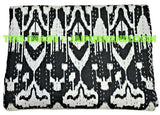 Queen Ikat Quilt in Black, ikat Kantha Quilt Ikat throw Blanket-Jaipur Handloom