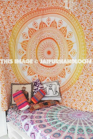Queen Indian Ombre Mandala Hippie Tapestry Wall Hanging Bedding Bedspread Throw-Jaipur Handloom