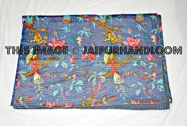 Queen Indian sari kantha quilt bedding bedspread bed cover