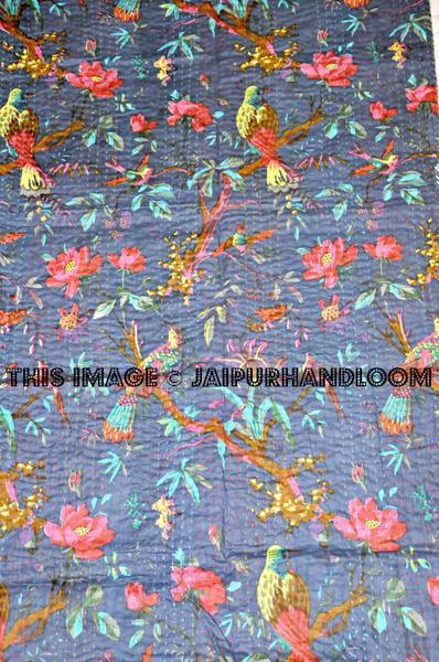 Queen Indian sari kantha quilt bedding bedspread bed cover