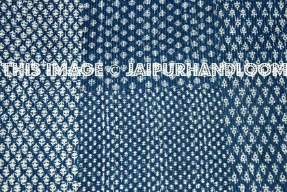 Queen Indigo Kantha Quilt, Patchwork Quilt kantha throw-Jaipur Handloom