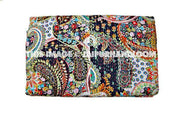 Queen Kantha Quilt In Black paisley Kantha Blanket-Jaipur Handloom