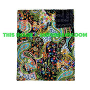 Queen Kantha Quilt In Black paisley Kantha Blanket-Jaipur Handloom
