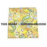 Queen Kantha Quilt In Yellow paisley Kantha Bedspread