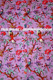 Queen Kantha Quilt In purple Cotton Kantha Throw blanket-Jaipur Handloom