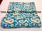Queen Paisley Kantha Quilt, Kantha Quilt in Turquoise Blue, Queen Blanket, Handmade Bedspread, Coverlet, Sofa Throw-Jaipur Handloom