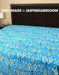 Queen Paisley Kantha Quilt, Kantha Quilt in Turquoise Blue, Queen Blanket, Handmade Bedspread, Coverlet, Sofa Throw-Jaipur Handloom