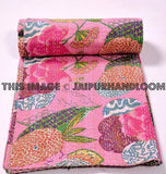 Queen Quilt Kantha Quilt Floral Quilt Queen Bed Cover-Jaipur Handloom
