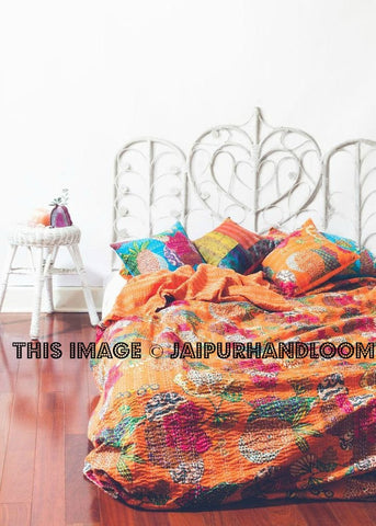 Queen Quilt Kantha Quilt Indian Quilt Block Print Quilt Kantha Bedding Bedspread-Jaipur Handloom