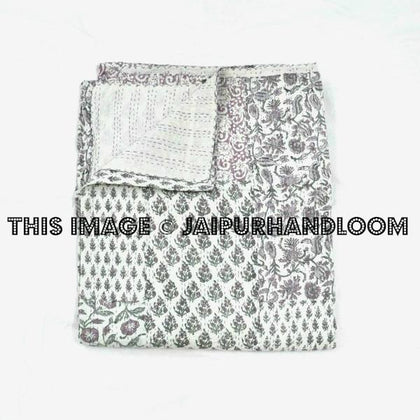 Queen patchwork Kantha Quilt,  Patchwork Kantha Throw