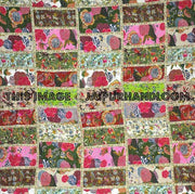 Queen patchwork Sari Kantha Quilt Floral Bedspread Bedding-Jaipur Handloom