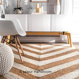 Rectangular Natural Jute Hand Braided Reversible Floor Area Mat Rug Area Carpet - 3X5 ft-Jaipur Handloom