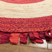 Jaipur Handloom- Red Cotton Rag Rugs Round Rug with Tassels for Living Room, dining room Circle Rugs 