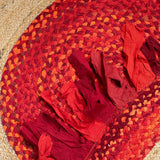 Jaipur Handloom- Red Cotton Rag Rugs Round Rug with Tassels for Living Room, dining room Circle Rugs 