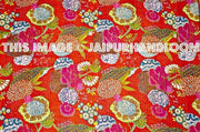 Red Kantha Quilt Queen Floral Kantha throw Blanket Bedding-Jaipur Handloom